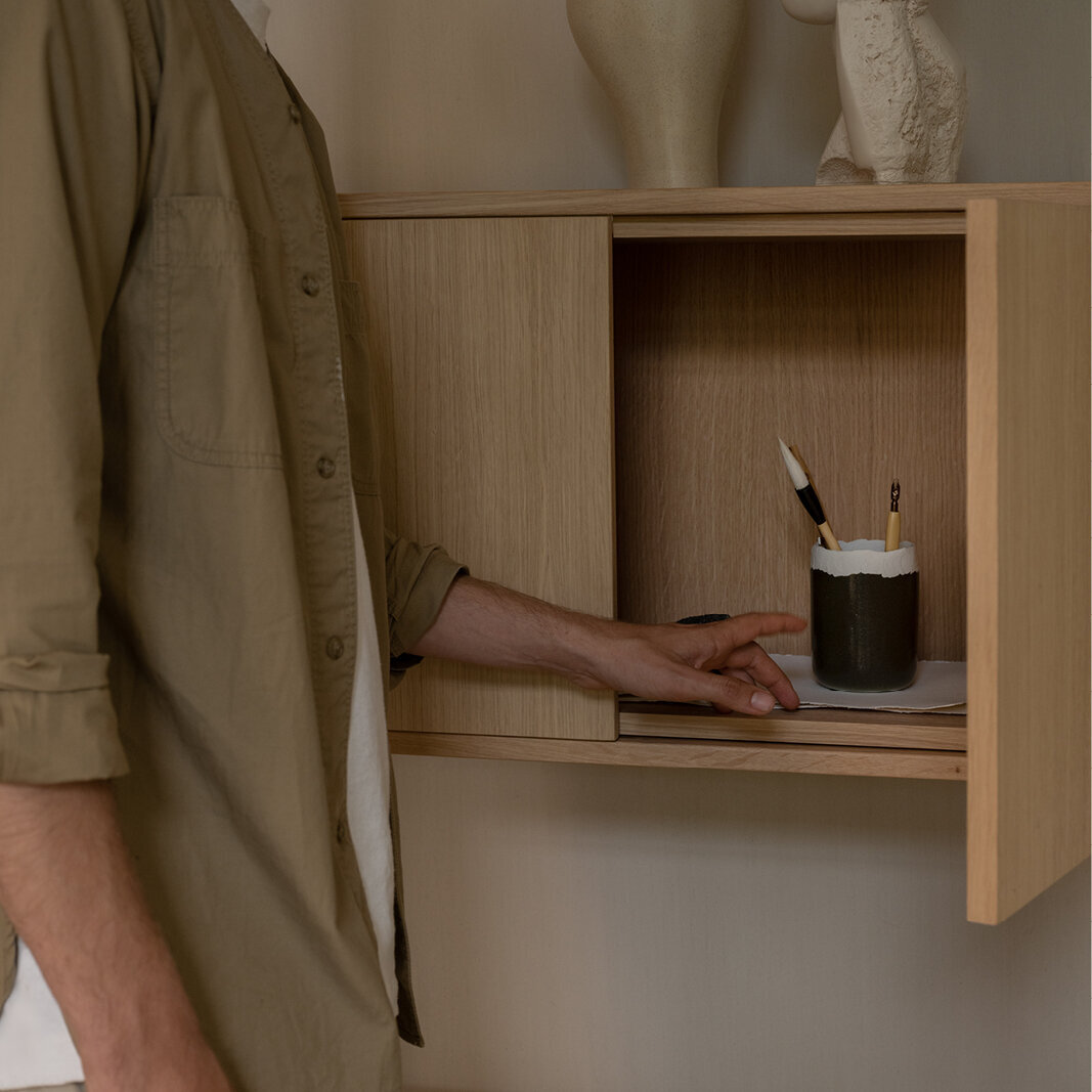 Design cabinet | Modular Cabinet MC-5L Oak white lacquer | Studio HENK | 