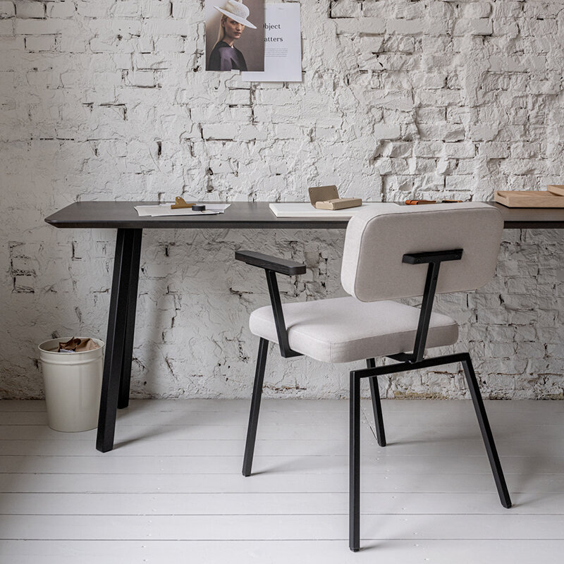 Rectangular Design dining table | New Classic Home Desk Steel black powdercoating | Oak hardwax oil natural light | Studio HENK | 