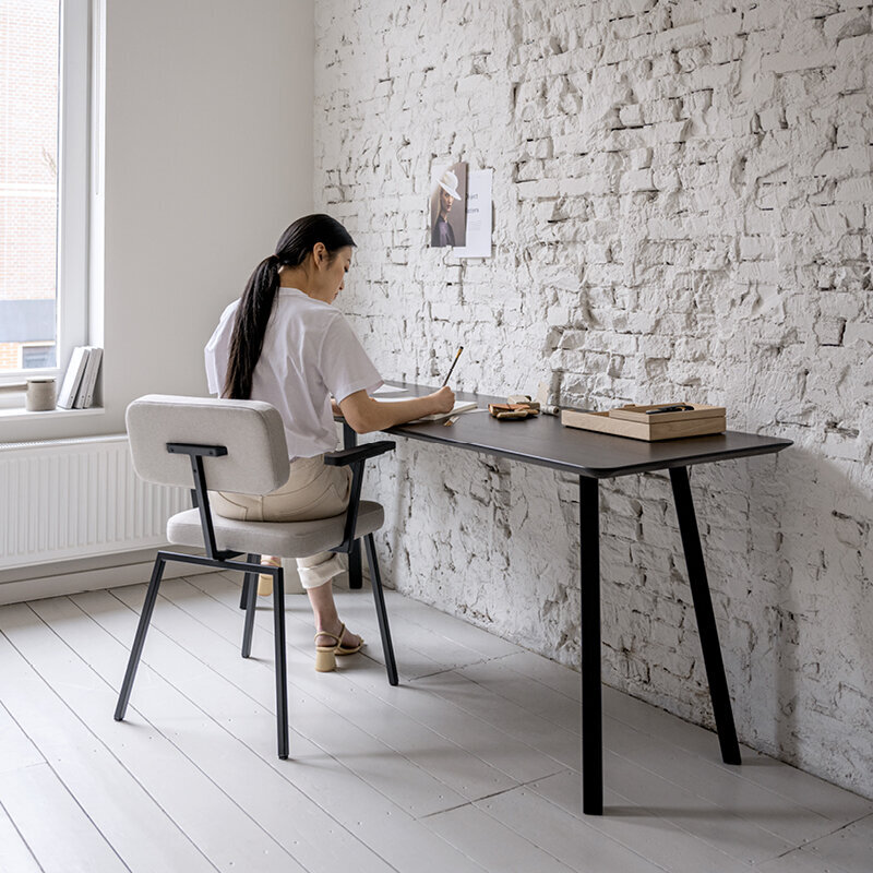 Rectangular Design dining table | New Classic Home Desk Steel black powdercoating | Oak hardwax oil natural light | Studio HENK | 