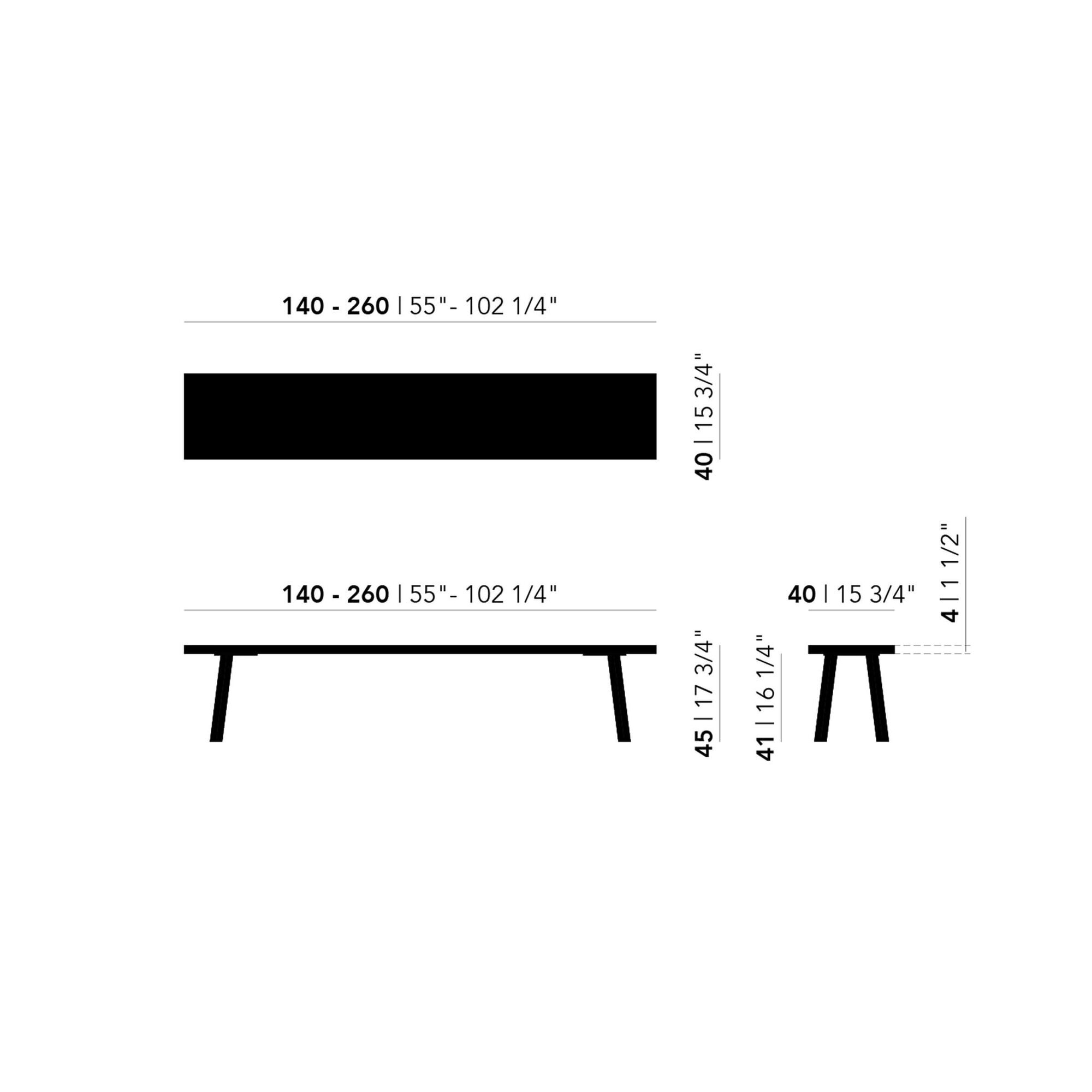 Design Dining Bench | Cross Bench Steel black powdercoating | Walnut naturel lacquer | Studio HENK | Schematic