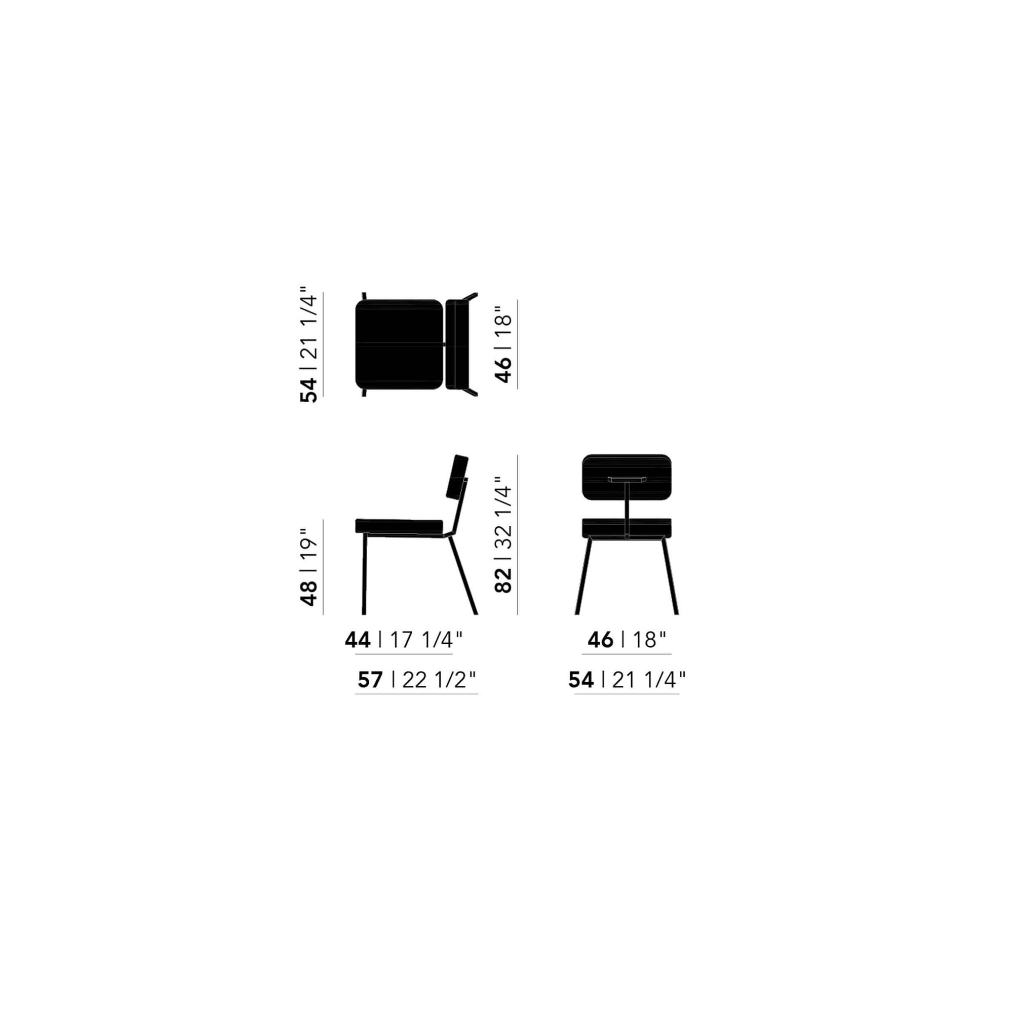 Design modern dining chair | Ode Chair without armrest Beige facet beige1037 | Studio HENK | Schematic