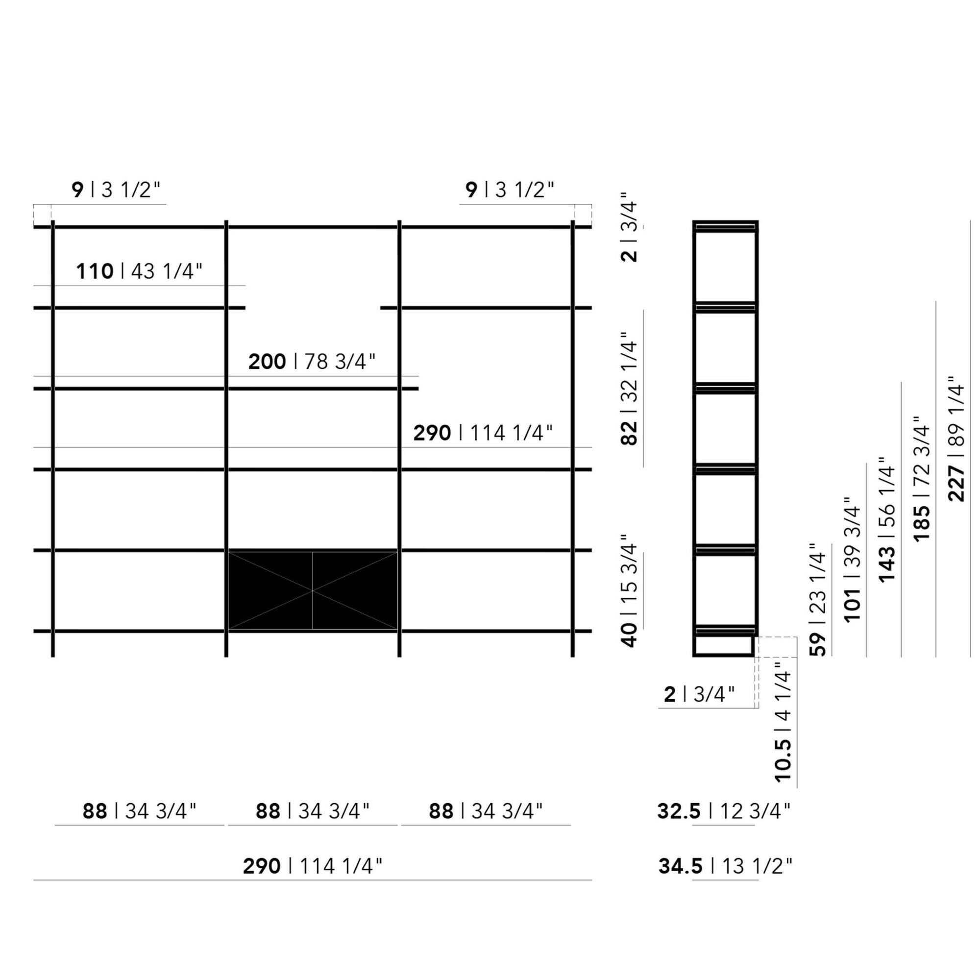 Design cabinet | Modular Cabinet MC-5L Oak white lacquer | Studio HENK | Schematic