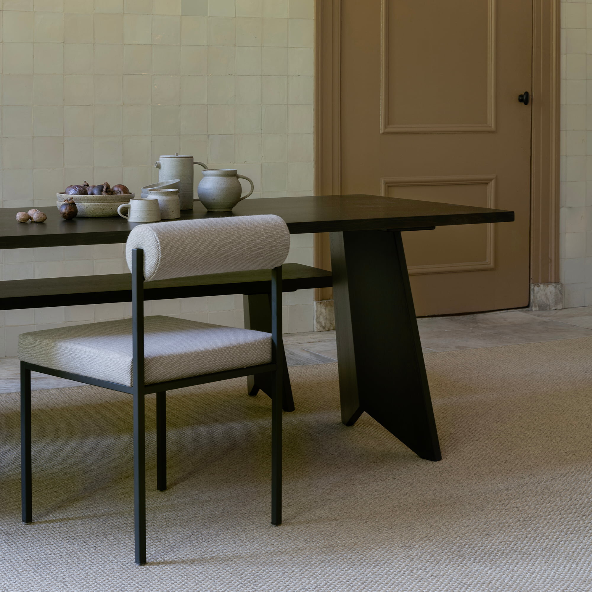 Design modern dining chair | Bolster Dining Chair without armrest Brown dream liver10 | Studio HENK | 