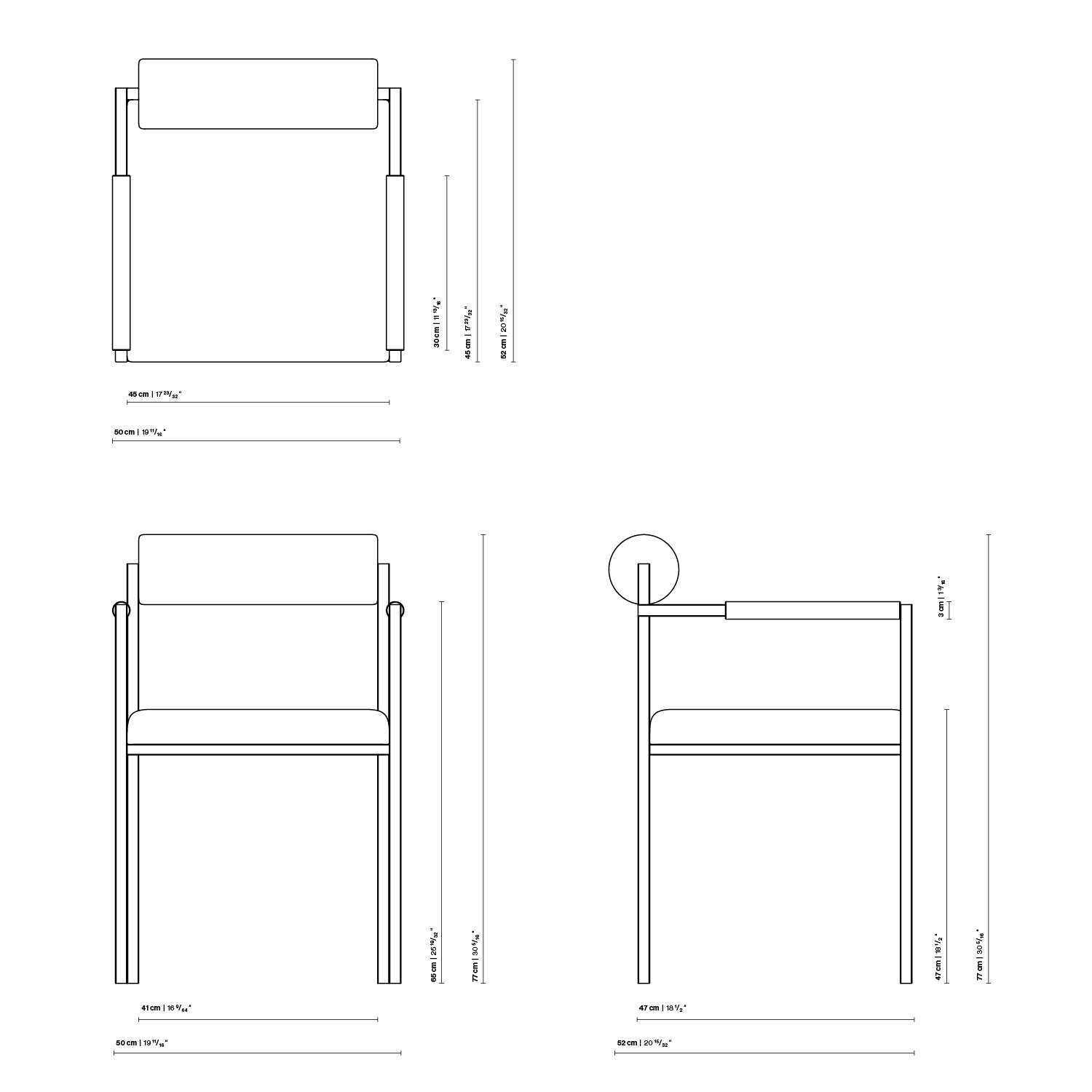 Design modern dining chair | Bolster Dining Chair with armrest Beige hallingdal65 220 | Studio HENK | 