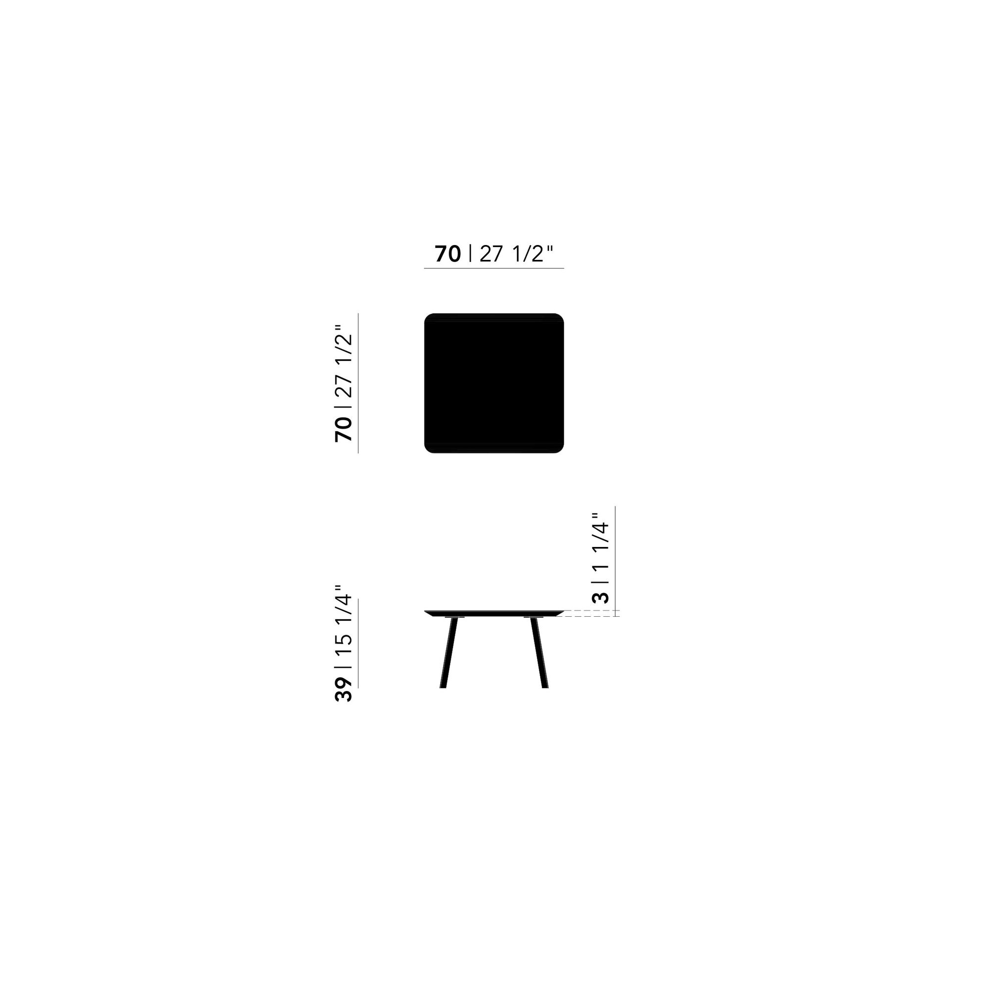 Design Coffee Table | New Co Coffee Table 70 Square Black | Oak natural lacquer | Studio HENK | 